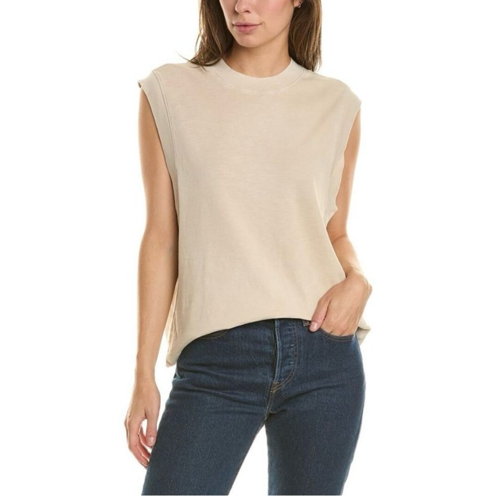 Cotton Citizen Cream Sleeveless Muscle Tank Top